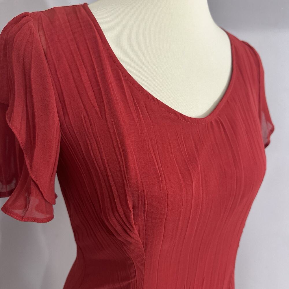 Kedziorek Bell Sleeve V-neck Midi Dress Red 38 Small Lined Coastal Flowy Resort - Picture 12 of 14